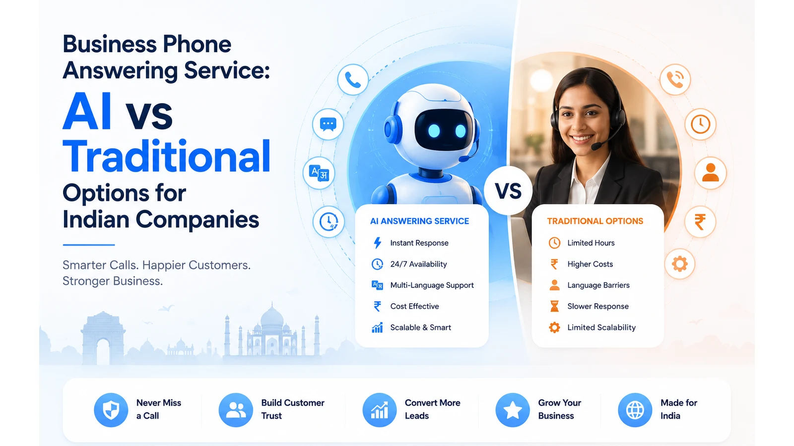 Business Phone Answering Service: AI vs Traditional Options for Indian Companies