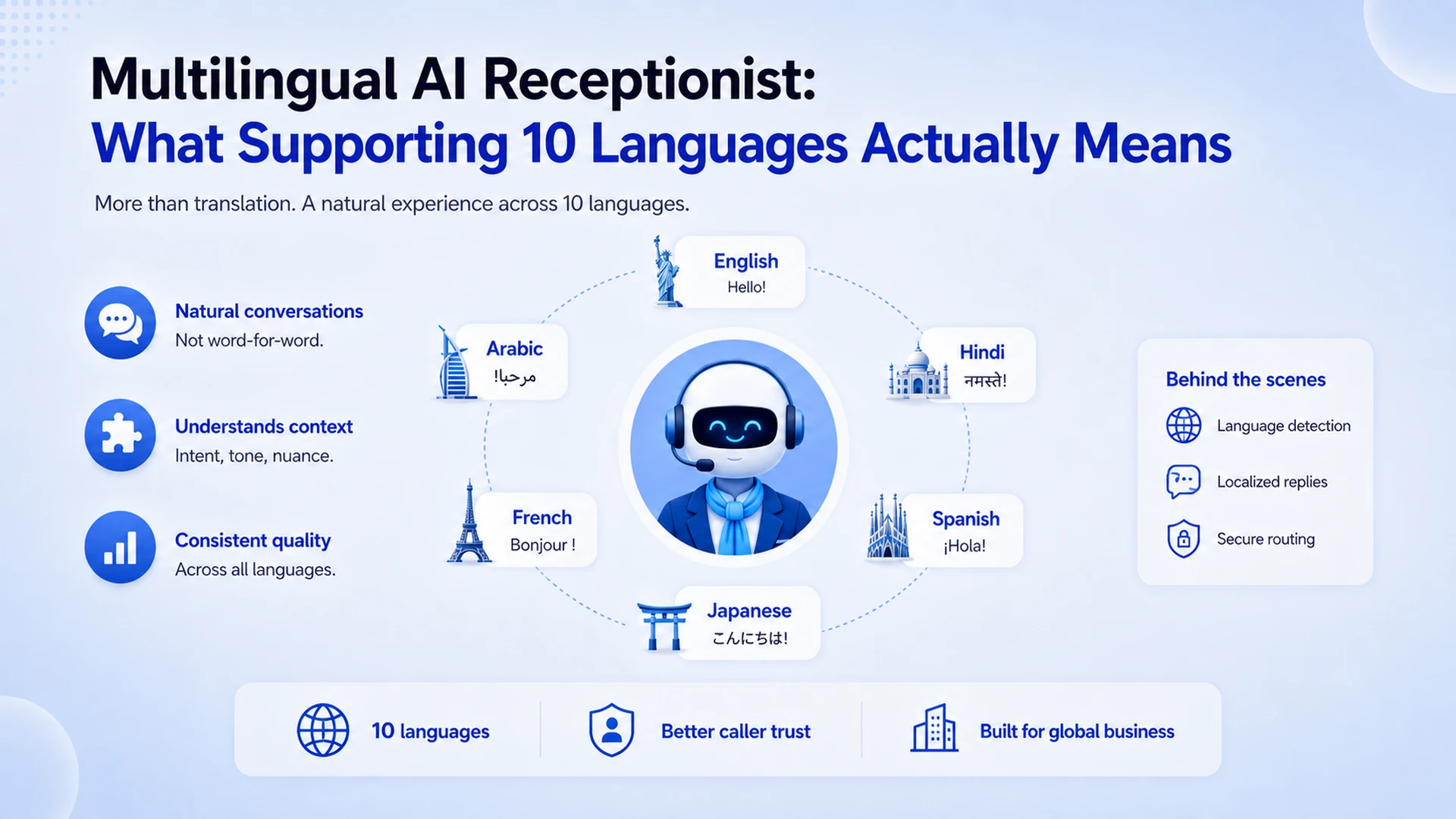 Multilingual AI Receptionist: What Supporting 10 Languages Actually Means